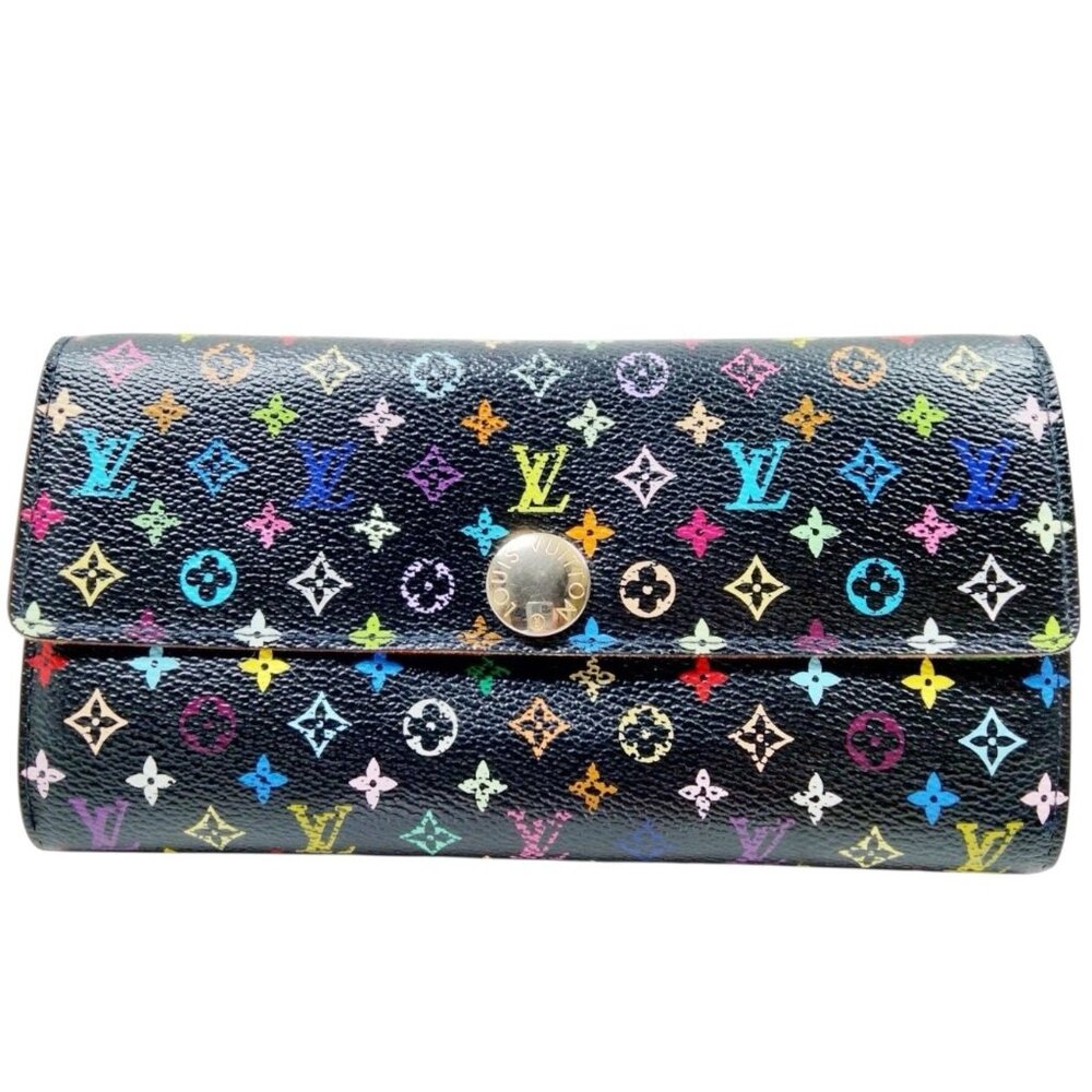 Louis Vuitton LV Murakami Sarah Long Wallet  Black Monogram MultiColor TH4017